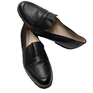 GADEA Black Textured Leather‎ Newgel Insole Penny Loafers